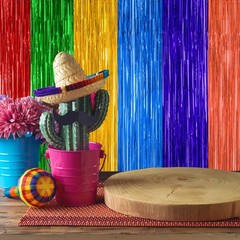 Colorful Metallic 2 Pack Tinsel Backdrop Curtains for Mexican Fiesta Decorations
