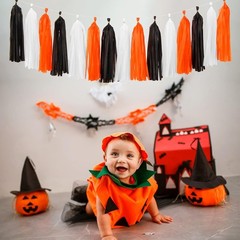 Black-White Orange Halloween Party-Decorations Tassel-Garland – 15pcs Graduation