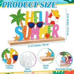 Hello Summer Metal Sign Rustic Summer Table Top Decor Centerpiece Holiday Tie…