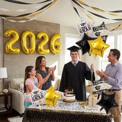 16 Pcs Graduation Decorations 2026 Balloons Kit, 32 Inch 2026 Number Foil Bal…