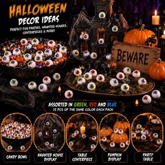 45 Halloween Eyeball Decorations Plastic Bloodshot Eyeballs Party Table Decor