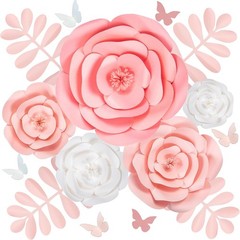 Large Reusable Paper Roses for Girls Room – 15pc Set
