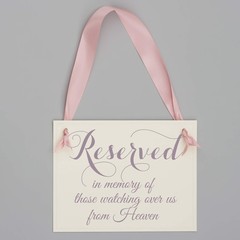 Reserved In Memory Watching From Heaven Wedding Memorial Sign Mauve Ribbon