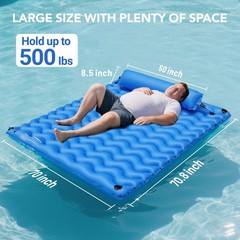 Best 2-Person Inflatable Pool Float Adult, 71» x Large Lounger River Tube with