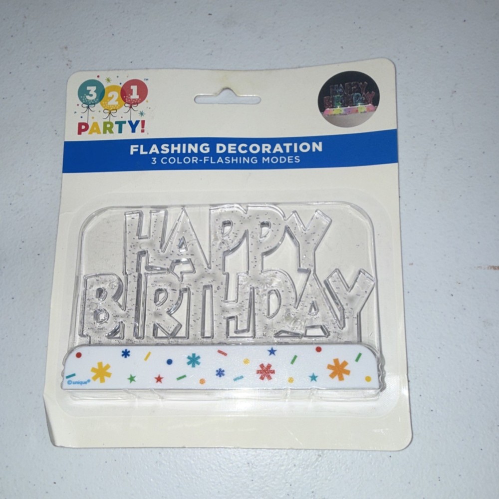 321 Party! Flashing Happy Birthday Stars Multicolor Plastic Birthday Decoration