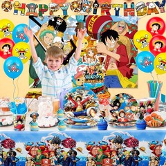 One Piece Kids Party Decorations and Tableware Set Luffy Backdrop Plates Banner