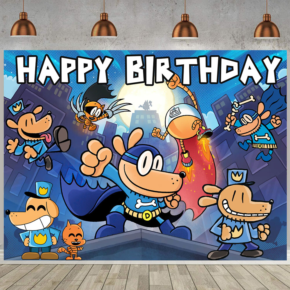 Dog Man Birthday Party Supplies Backdrop Banner Poster Party Decor Birthday Gift