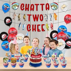 Chatta Two Chee 2nd Birthday Decorations Set; Fishing Cowboy Party Kit