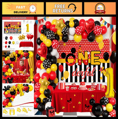 1st Birthday Decorations for Boys – Red Black Yellow Balloon Arch, ONE-derful Ba