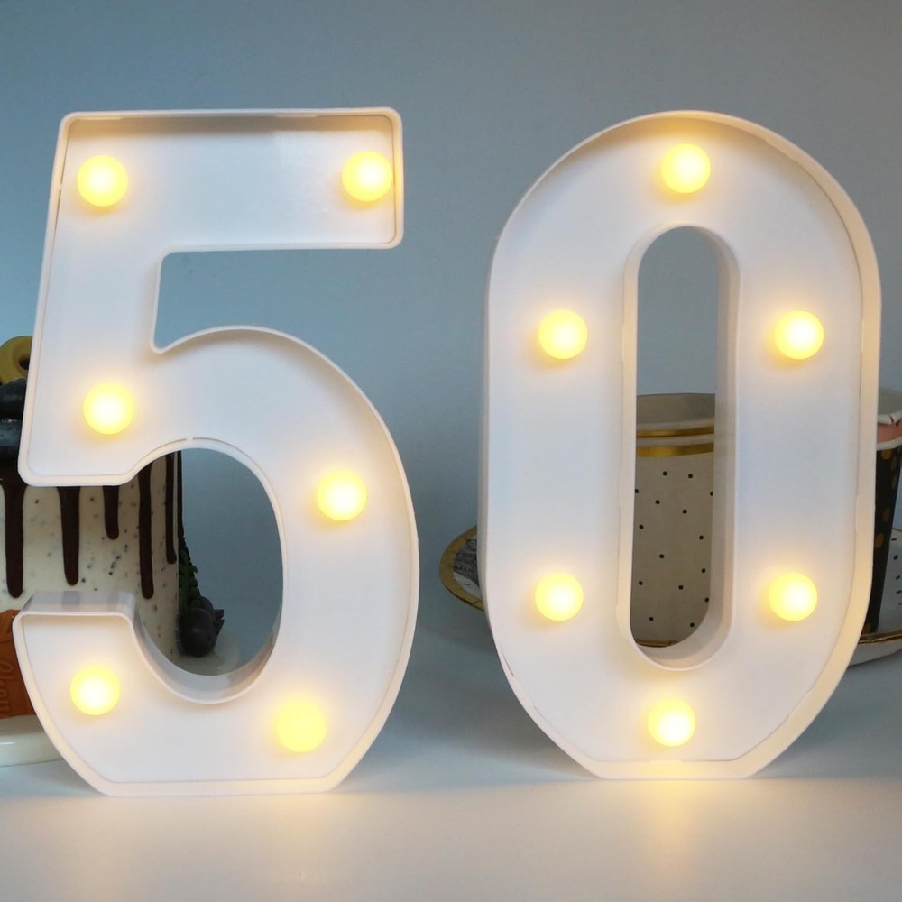 Light up Numbers 50 Sign for Wedding Anniversary, 50Th Birthday Party Decoration
