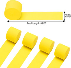 Yellow Crepe Paper Streamers 4 Rolls 328Ft, Pack of Party Streamers for Party De