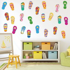48Pcs Summer Flip-Flop Paper Cutouts, Cute Flip-Flop Shape Cutouts Tropical Hawa