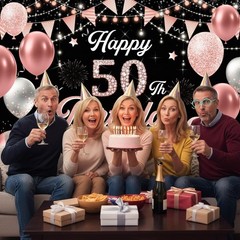 Elegant Pink 50th Birthday Banner – Cheerful Decor for Milestone Celebrations
