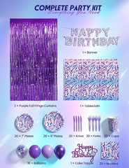 143Pcs Demon Themed Hunters Birthday Tablecloth Decorations, Kpop Party Supplies