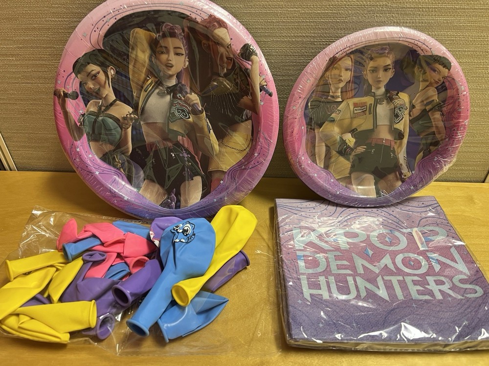 Kpop Demon Hunters Party Supplies Plates Napkins Balloons for 16 Huntrix