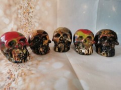scary skull, plastic cast,molded, multicolour, 3d printed waste melted spooky