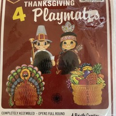 4 Pack Honeycomb Thanksgiving Playmates 5″ Top Quality By Beistle 1986 USA Made