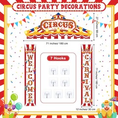15 Pcs Circus Decorations Carnival Striped Awning Porch Banner Carnival Theme Di