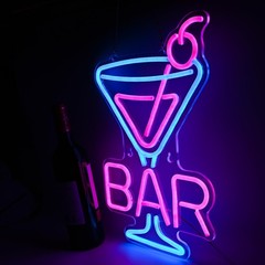 Cocktail Neon Sign – Martini Glass LED Bar Light, Retro Home Pub Wall Art, Di…