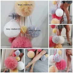 3 hand made pretty tulle pom poms (1 medium 2 smalls) choise colour