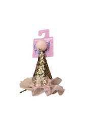 Birthday Party Time Mini Glitter Hats Lot of 24 NEW Barrette Hair Clip Pink Gold