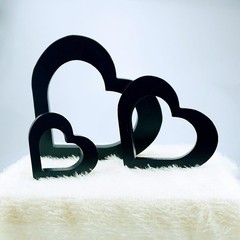 3 PCS Black Heart Centerpiece Wooden Shape Sign Gothic Wedding Table Decor