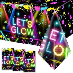 HAKOTI 3Pack Glow Neon Party Tablecloth – Let Theme Let’s