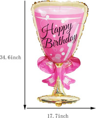 4Pcs 36Inch Champagne Bottle Foil Balloons and Goblet Wine Glass Large Mylar Foi