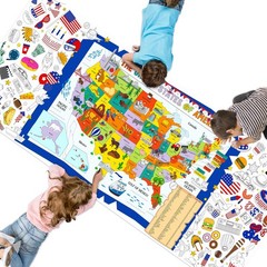 American Coloring Poster, Large Activity Paper 75” x 31”