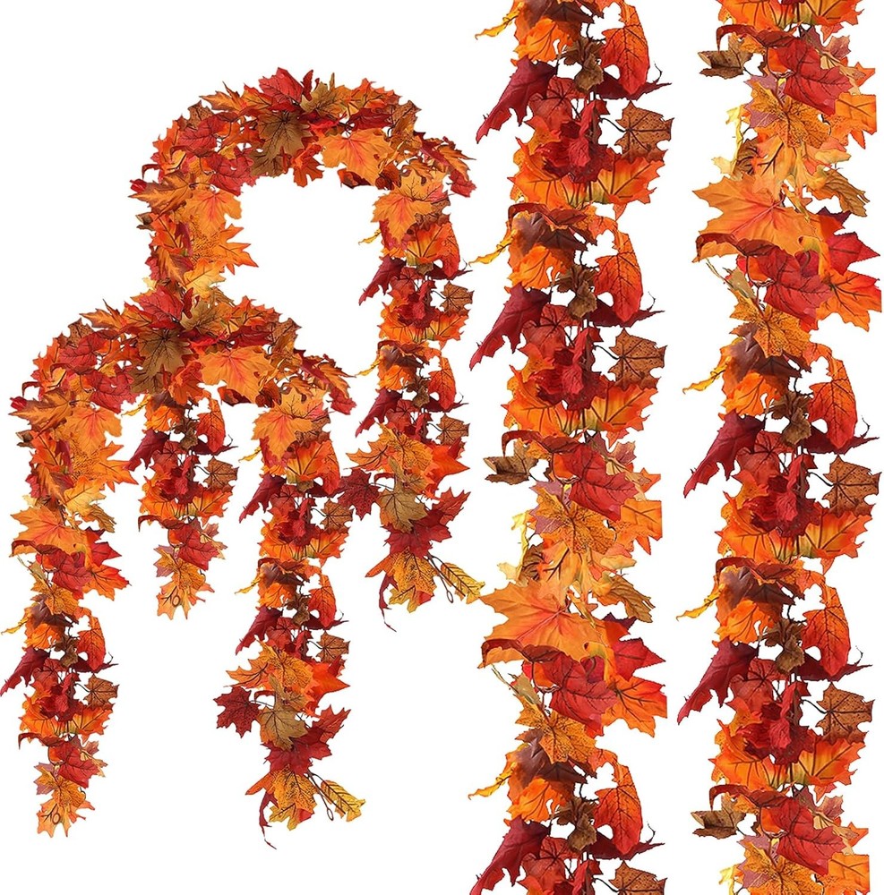 4 Pack Fall Leaf Garland, Total 23.6Ft Artificial Fall Vines Autumn Garland Fall