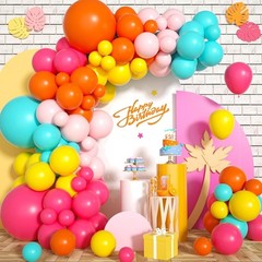 Pink Yellow Orange Balloon Garland, 131PCS and Arch with Rose Red Blue Latex …