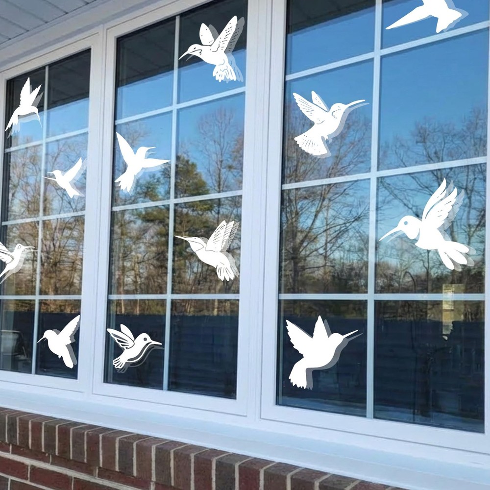 9 Sheets Anti-Collision Window Bird Decals, Protect and Regular, Hummingbird