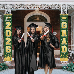 2Pcs 2026 Graduation Porch Banner Class of 2026 Congrats Grad Door Sign Decor