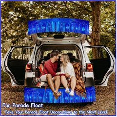 4 Pack 10 Feet Glitter Royal Blue Parade Float Decorations for Trailer Car, Glit