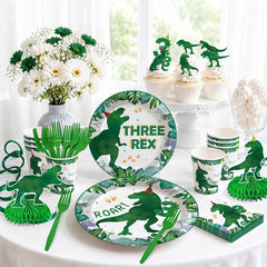 209Pcs Three Rex Birthday Decorations Boy, All-In-One Party Supplies Includes Ba
