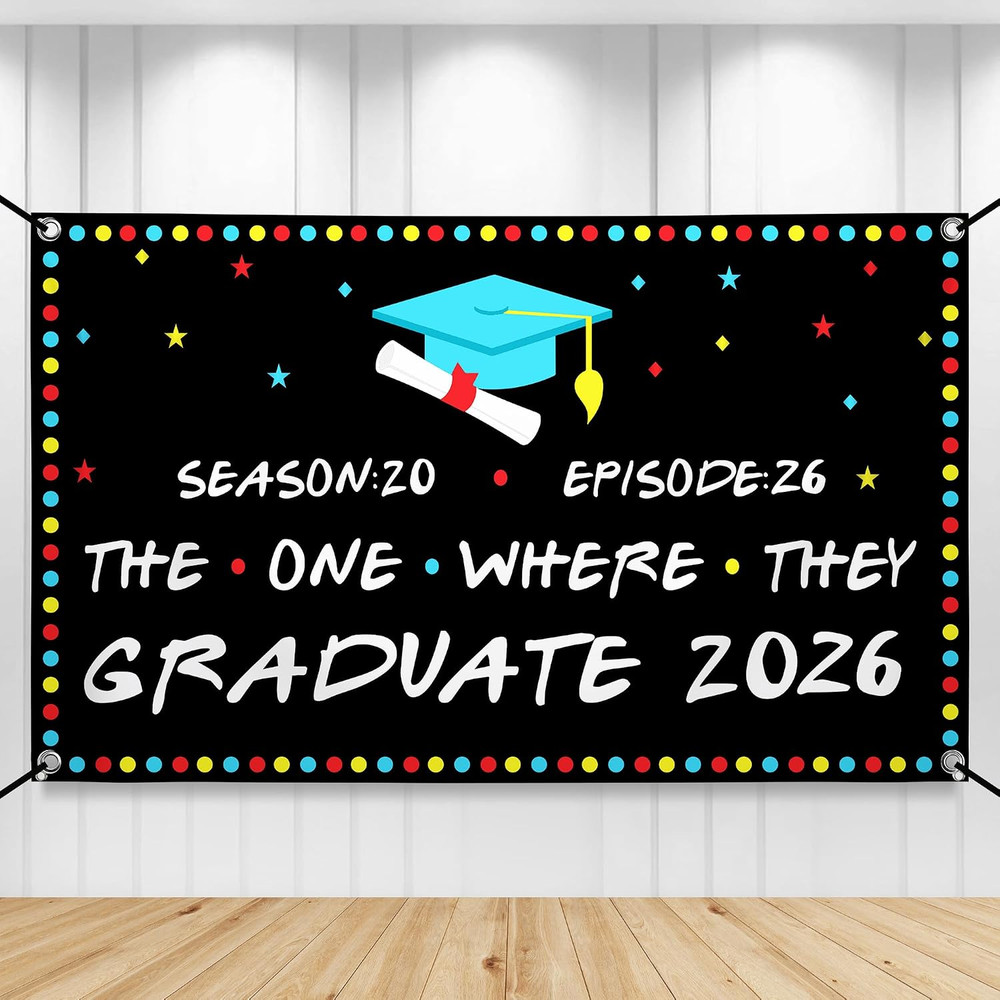 , The One Where They Graduate Backdrop 2026 – XtraLarge, 72×44 Inch | Graduation