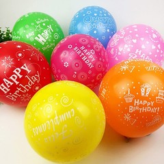 100 Pcs 12 Inch Printed «HAPPY » Colorful Latex Balloons, Assorted Colors Hap…