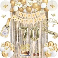 70th Birthday Decorations for Women, Champagne Gold 70th Birthday Decorations…
