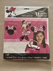 Minnie Mouse Photo Booth Kit~32.5” X 59” Backdrop, 4 Wearables & 5 Props, New!