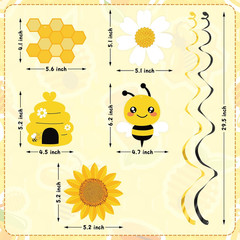 20PCS Bumble Bee Hanging Swirl Decorations, Bee Party Hanging Swirls Foil Ceilin
