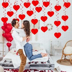 Red Hanging Heart Ceiling Swirls Valentines Day Party Decorations 24 PCS