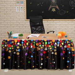 29 in x 9 ft Confetti Table Skirt for Teacher Desk Rectangular Tablecloth Skirt