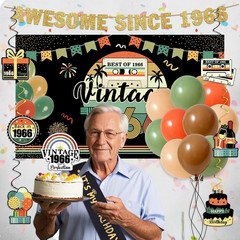 60Th Birthday Decorations for Men Women,Vintage 1966 Birthday Party Decor | 40 P