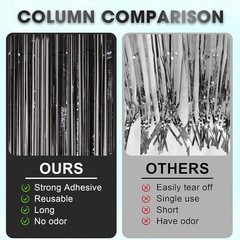 Black Foil Fringe Curtains 3 Pack Shimmer Backdrop Party Decor Easy Hang New