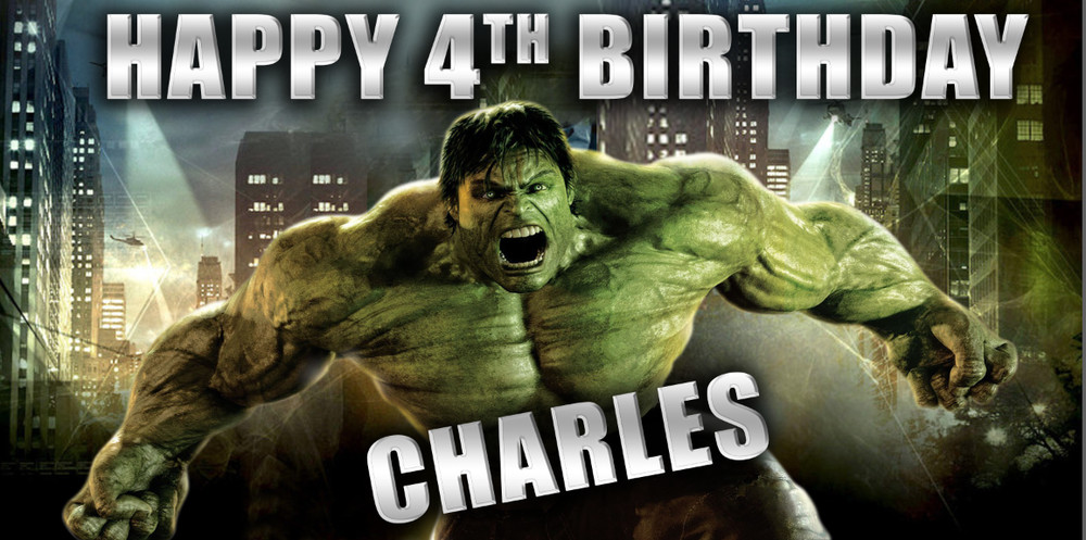 Birthday banner Personalized 4ft x 2 ft Hulk