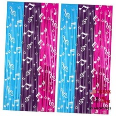 2 Pack Music Theme Fringe Curtain Backdrop 40 3.3ftx6.6ftx2pcs Blue&purple&pink