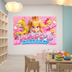 Classic Peach Princess Poster Backdrop Girls Birthday Party Decorations Banner