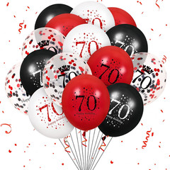 70Th Birthday Balloons for Women, 16Pcs Red Black Happy 70Th Birthday Balloons D