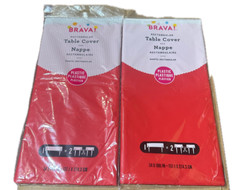 2 Pack Brava! Amscan Rectangular Plastic Table Cover 54″ x 108″ Apple Red