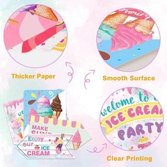 10PCS Pre-Printed Ice Cream Party Signs – Durable Decorations for All Occasions